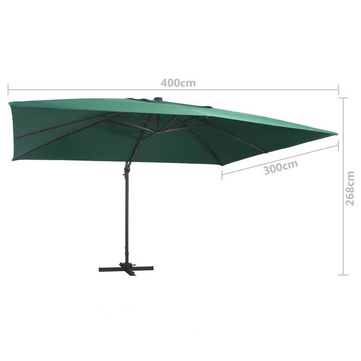 Parasol déporté avec lumières LED Aluminium 400x300 cm Vert - Photo n°9