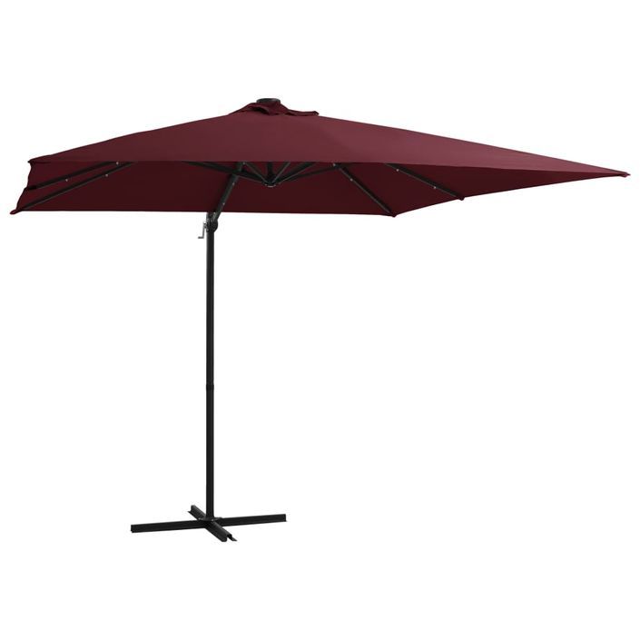 Parasol déporté avec lumières LED Rouge bordeaux 250x250 cm - Photo n°1