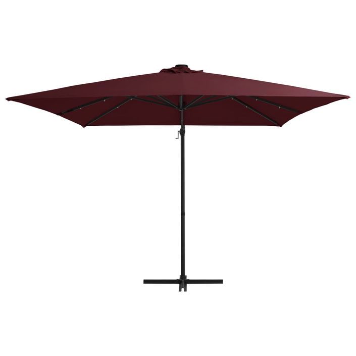 Parasol déporté avec lumières LED Rouge bordeaux 250x250 cm - Photo n°3