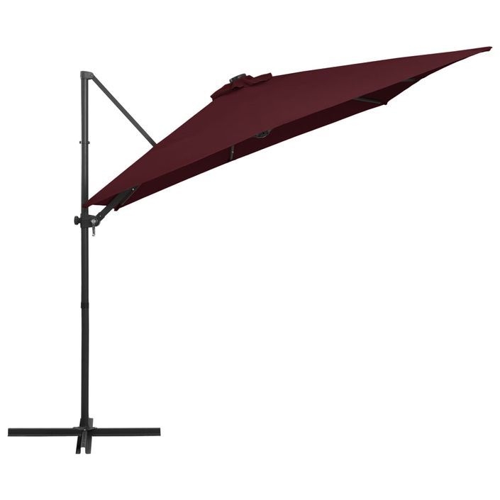 Parasol déporté avec lumières LED Rouge bordeaux 250x250 cm - Photo n°4