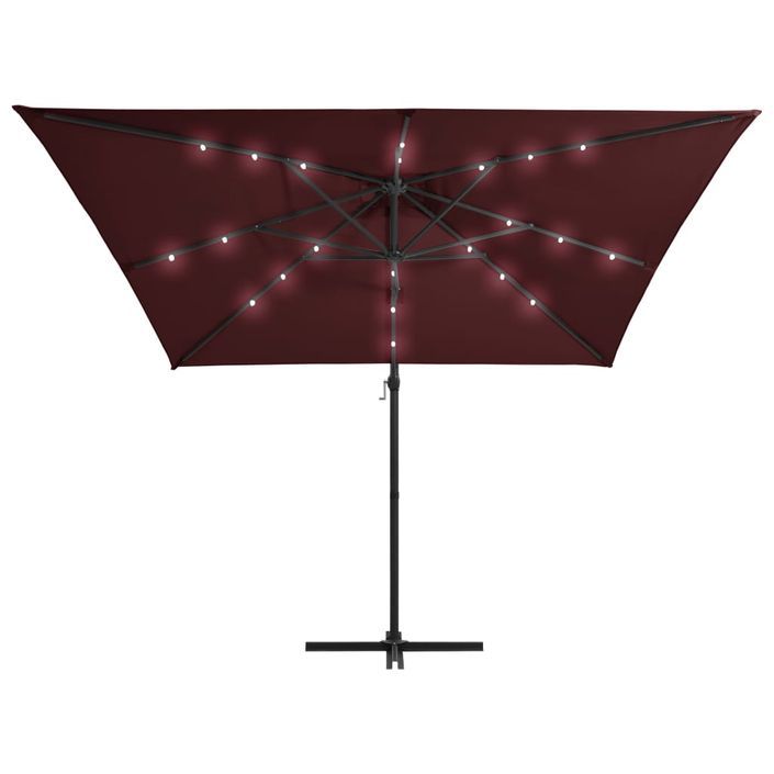 Parasol déporté avec lumières LED Rouge bordeaux 250x250 cm - Photo n°5