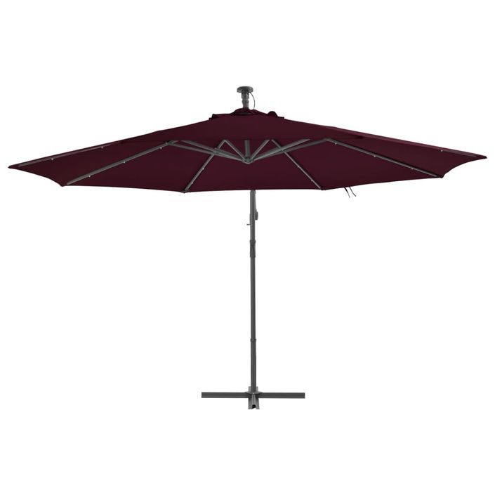 Parasol déporté avec lumières LED Rouge bordeaux 350 cm - Photo n°2