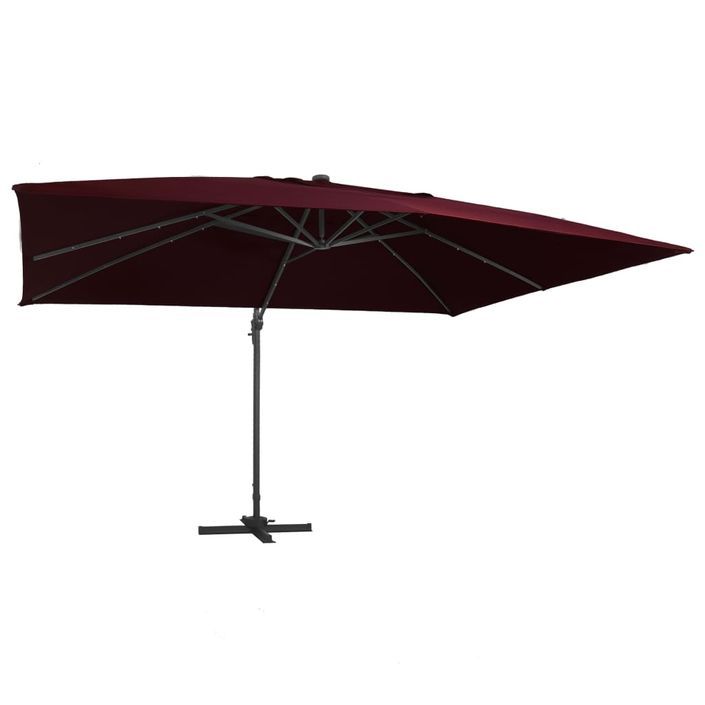 Parasol déporté avec lumières LED Rouge bordeaux 400x300 cm - Photo n°1