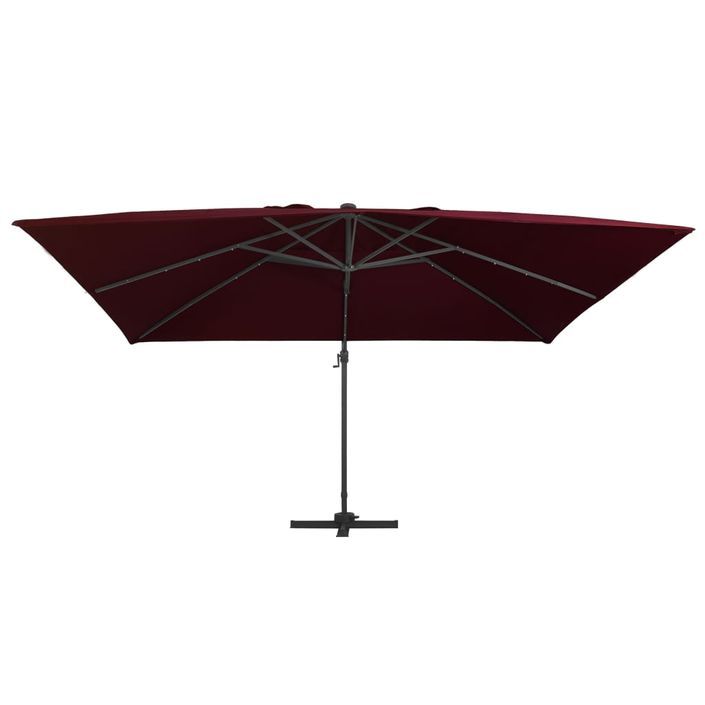 Parasol déporté avec lumières LED Rouge bordeaux 400x300 cm - Photo n°3