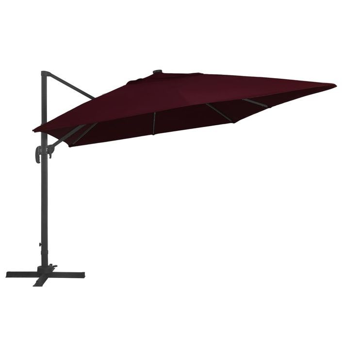 Parasol déporté avec lumières LED Rouge bordeaux 400x300 cm - Photo n°4