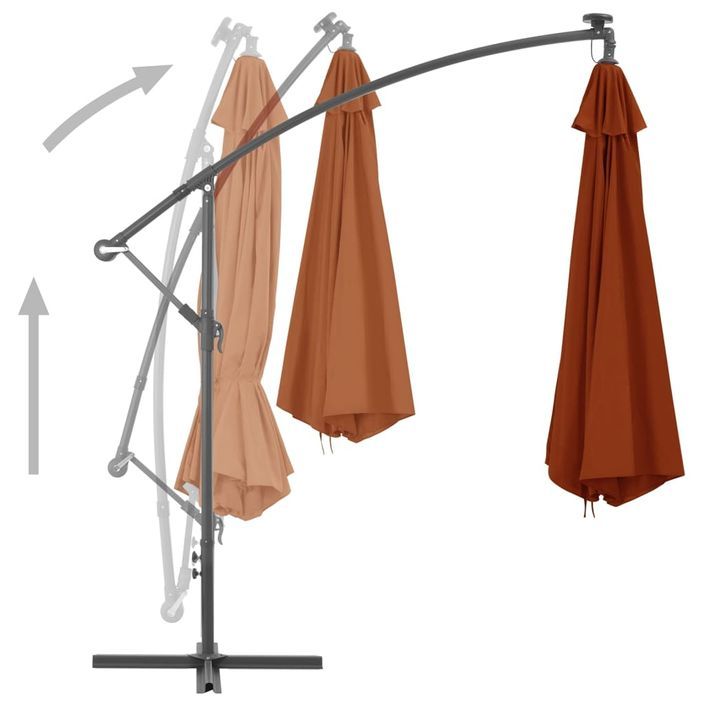 Parasol déporté avec lumières LED Terre cuite 350 cm - Photo n°4