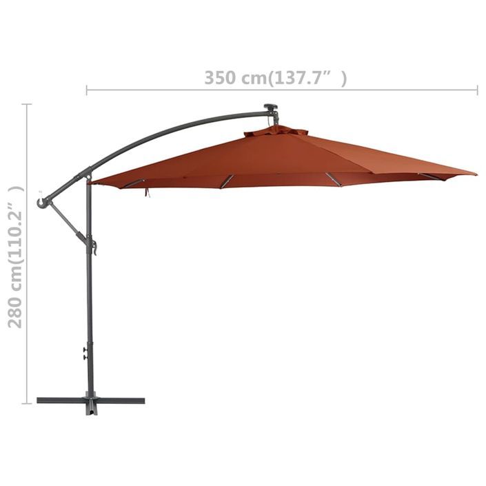 Parasol déporté avec lumières LED Terre cuite 350 cm - Photo n°9