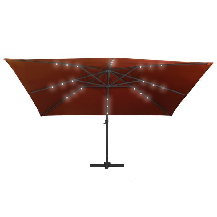 Parasol déporté avec lumières LED Terre cuite 400x300 cm - Photo n°5