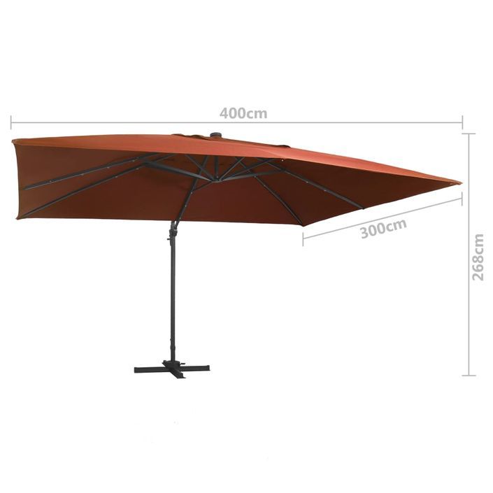 Parasol déporté avec lumières LED Terre cuite 400x300 cm - Photo n°9