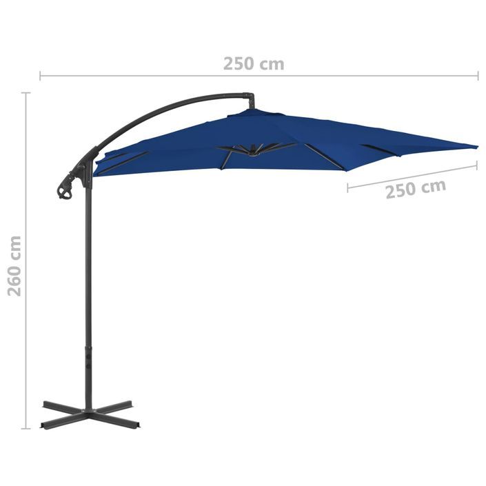 Parasol déporté avec mât en acier 250x250 cm Azuré - Photo n°7