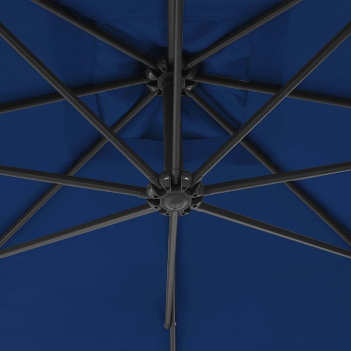 Parasol déporté avec mât en acier 300 cm Bleu azuré - Photo n°2