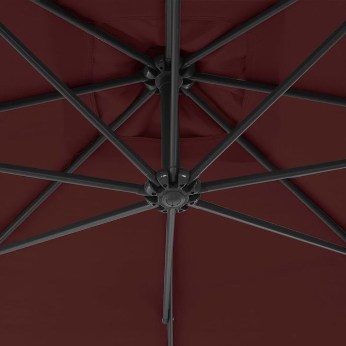 Parasol déporté avec mât en acier 300 cm Rouge bordeaux - Photo n°2