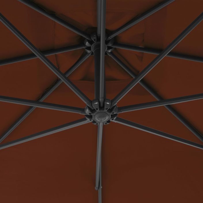 Parasol déporté avec mât en acier 300 cm Terre cuite - Photo n°2