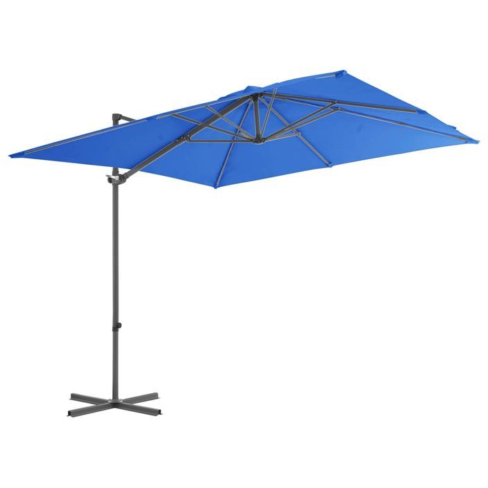 Parasol déporté avec mât en acier Bleu azuré 250x250 cm - Photo n°3