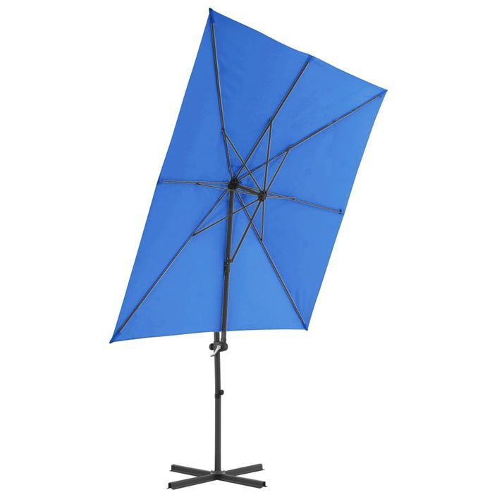 Parasol déporté avec mât en acier Bleu azuré 250x250 cm - Photo n°4