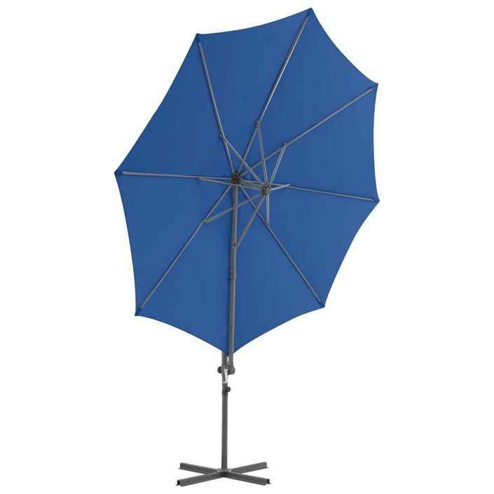 Parasol déporté avec mât en acier Bleu azuré 300 cm - Photo n°4