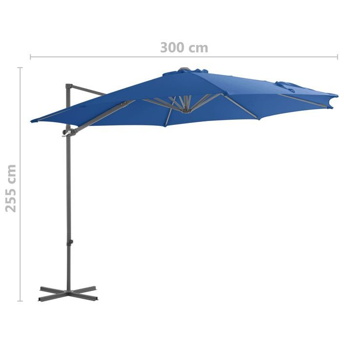 Parasol déporté avec mât en acier Bleu azuré 300 cm - Photo n°9