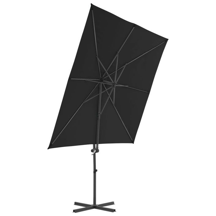 Parasol déporté avec mât en acier Noir 250x250 cm - Photo n°4