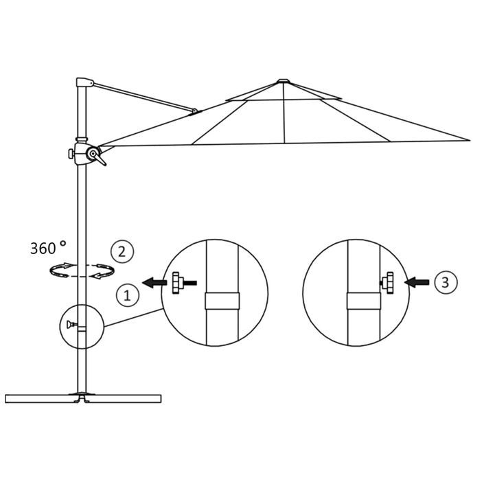 Parasol déporté avec mât en acier Noir 250x250 cm - Photo n°8