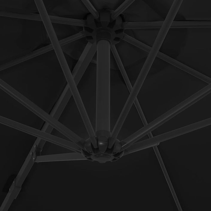 Parasol déporté avec mât en acier Noir 300 cm - Photo n°2