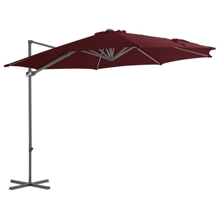 Parasol déporté avec mât en acier Rouge bordeaux 300 cm - Photo n°1