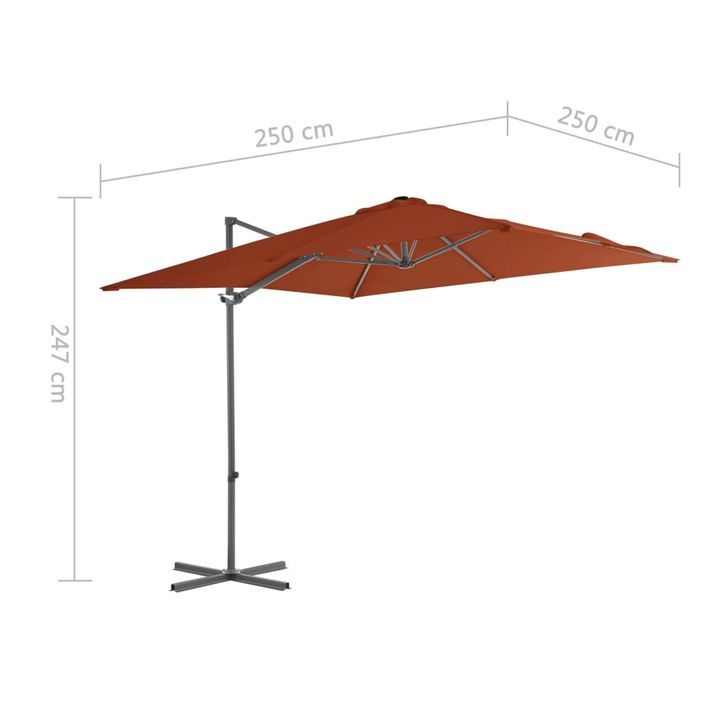 Parasol déporté avec mât en acier Terre cuite 250x250 cm - Photo n°9