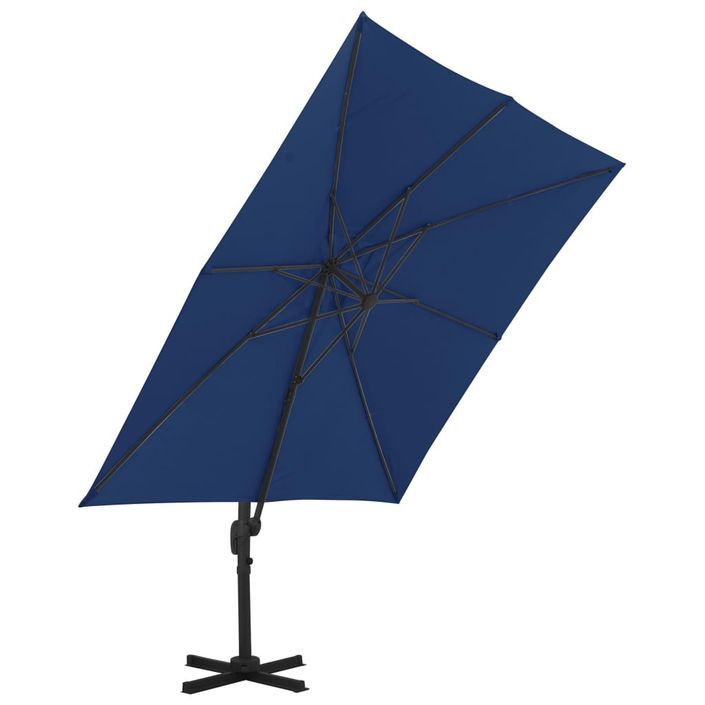 Parasol déporté avec mât en aluminium 3x3 m Bleu azuré - Photo n°4