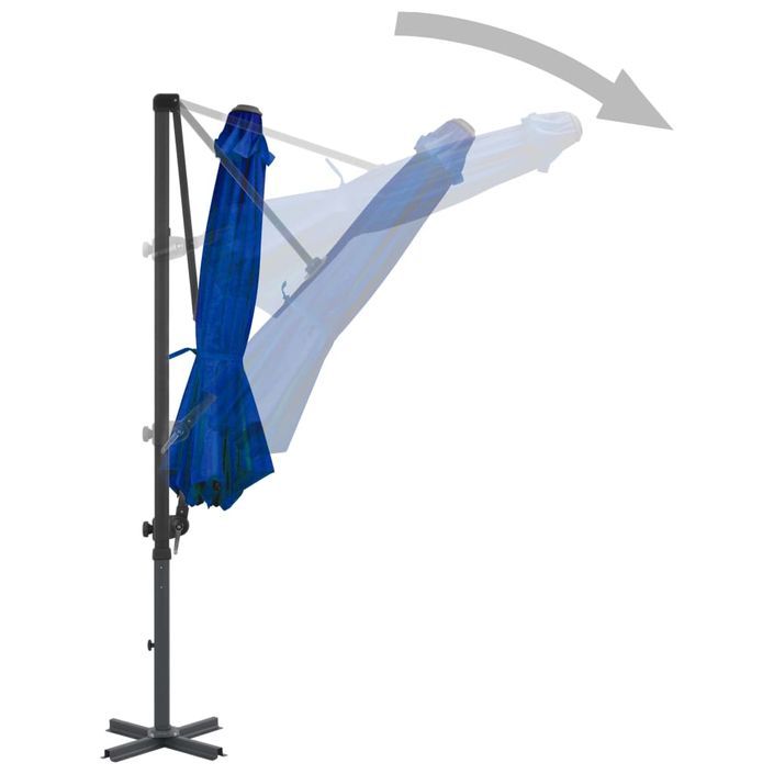 Parasol déporté avec mât en aluminium Bleu azuré 300 cm - Photo n°5
