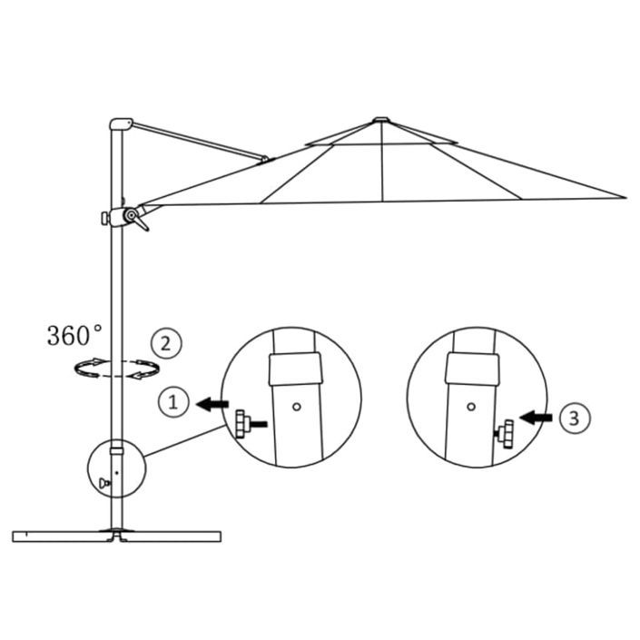 Parasol déporté avec mât en aluminium Bleu azuré 300 cm - Photo n°7