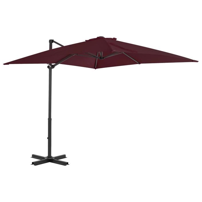 Parasol déporté avec mât en aluminium Bordeaux 250x250 cm - Photo n°1