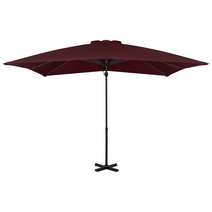 Parasol déporté avec mât en aluminium Bordeaux 250x250 cm - Photo n°3