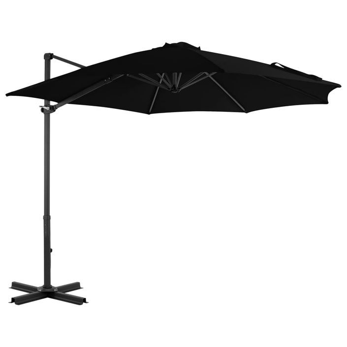 Parasol déporté avec mât en aluminium Noir 300 cm - Photo n°1