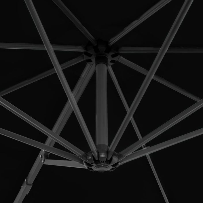 Parasol déporté avec mât en aluminium Noir 300 cm - Photo n°2