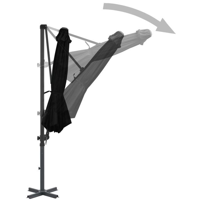 Parasol déporté avec mât en aluminium Noir 300 cm - Photo n°5