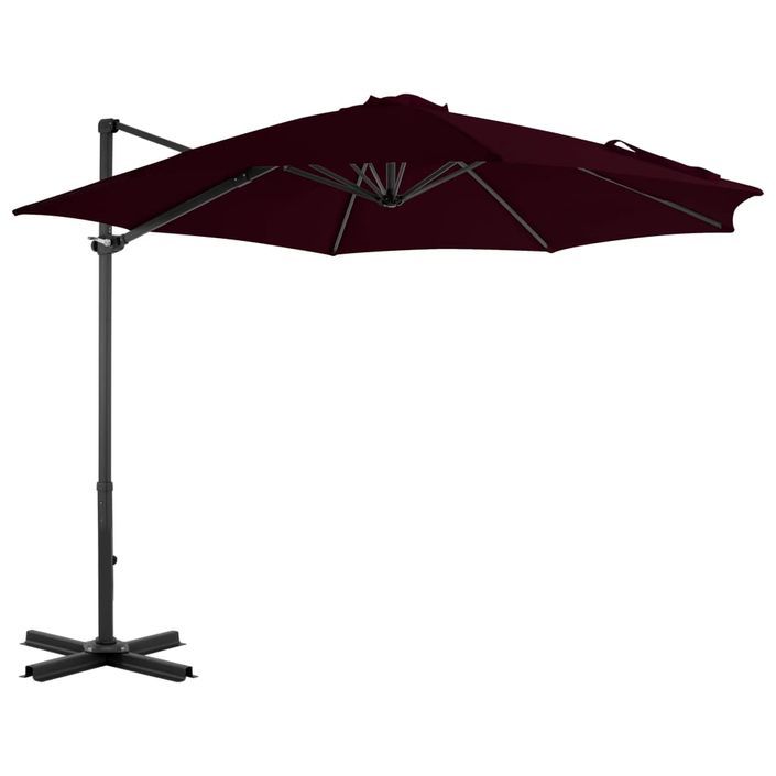 Parasol déporté avec mât en aluminium Rouge 300 cm - Photo n°1