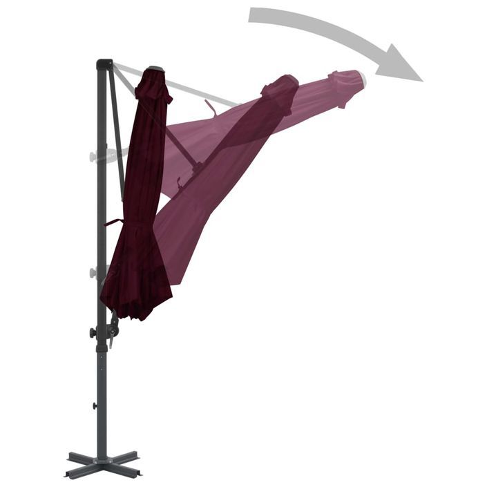 Parasol déporté avec mât en aluminium Rouge 300 cm - Photo n°3