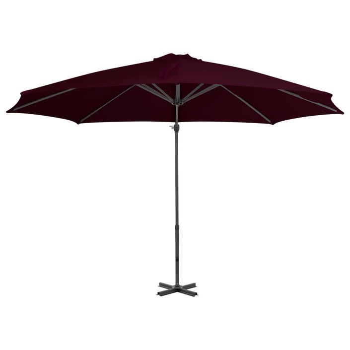 Parasol déporté avec mât en aluminium Rouge 300 cm - Photo n°4