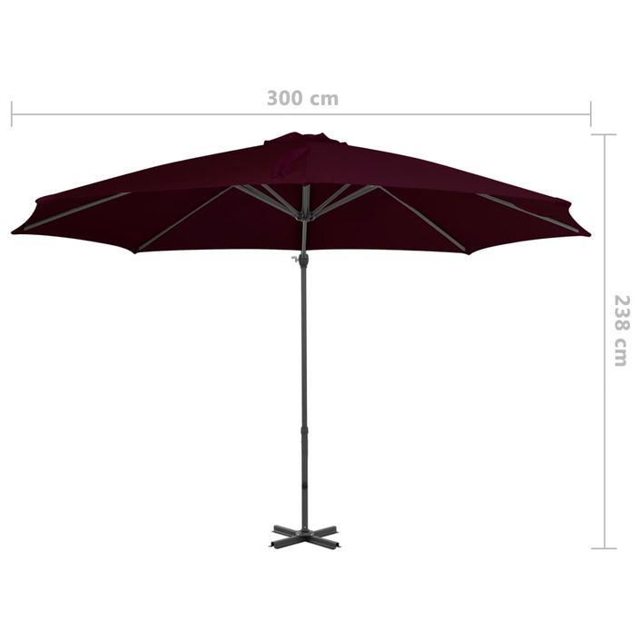 Parasol déporté avec mât en aluminium Rouge 300 cm - Photo n°8