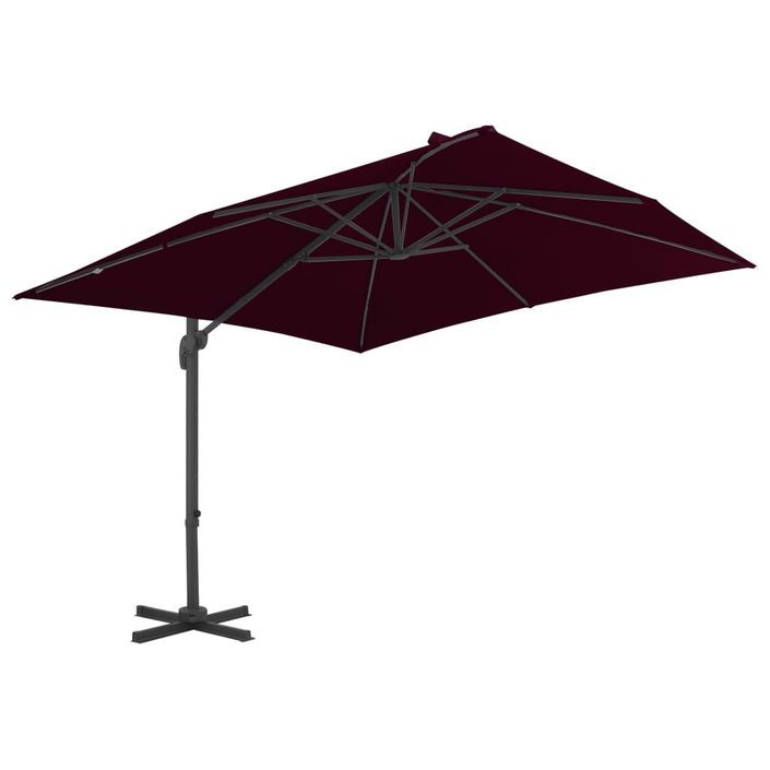 Parasol déporté avec mât en aluminium Rouge bordeaux 300x300 cm - Photo n°3