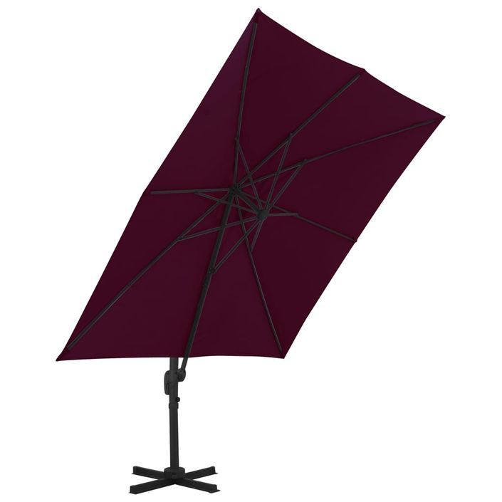 Parasol déporté avec mât en aluminium Rouge bordeaux 300x300 cm - Photo n°4