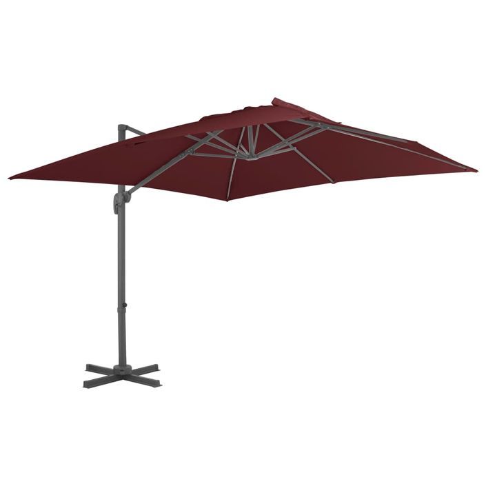 Parasol déporté avec mât en aluminium Rouge bordeaux 400x300 cm - Photo n°1