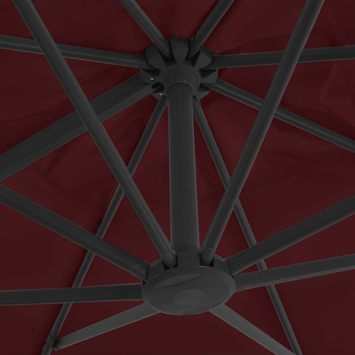 Parasol déporté avec mât en aluminium Rouge bordeaux 400x300 cm - Photo n°2