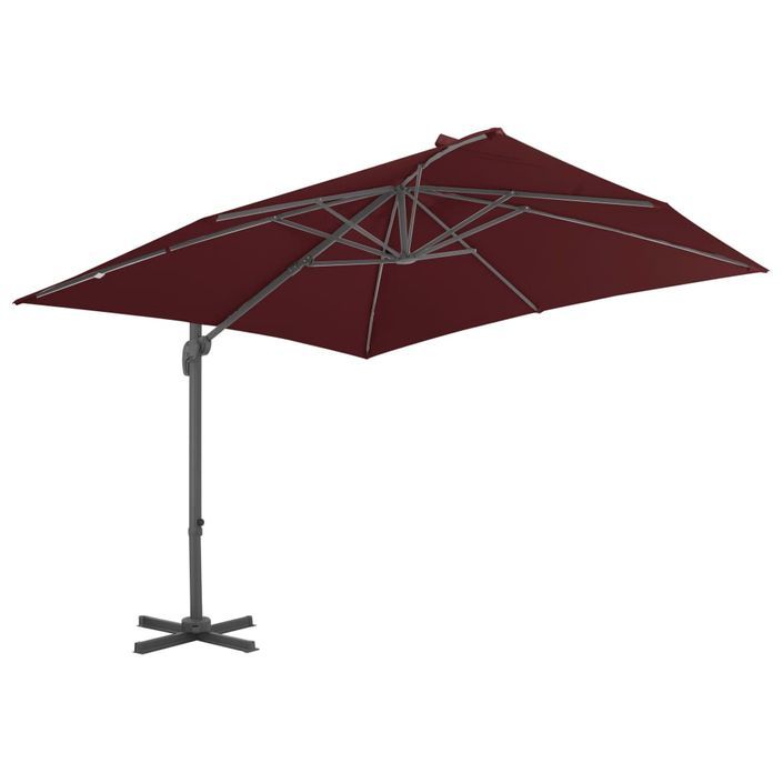 Parasol déporté avec mât en aluminium Rouge bordeaux 400x300 cm - Photo n°3