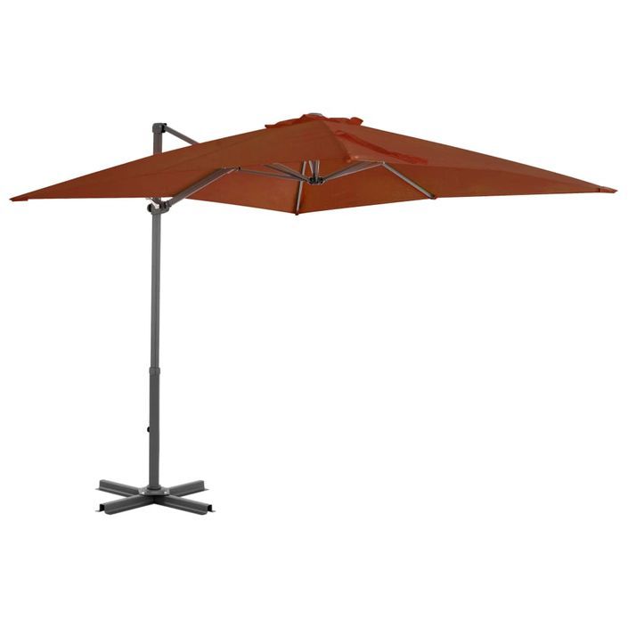 Parasol déporté avec mât en aluminium Terre cuite 250x250 cm - Photo n°1