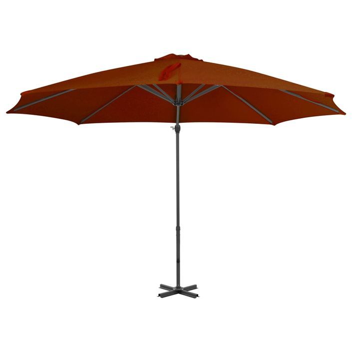 Parasol déporté avec mât en aluminium Terre cuite 300 cm - Photo n°4