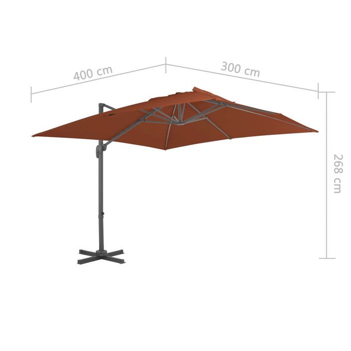 Parasol déporté avec mât en aluminium Terre cuite 400x300 cm - Photo n°8