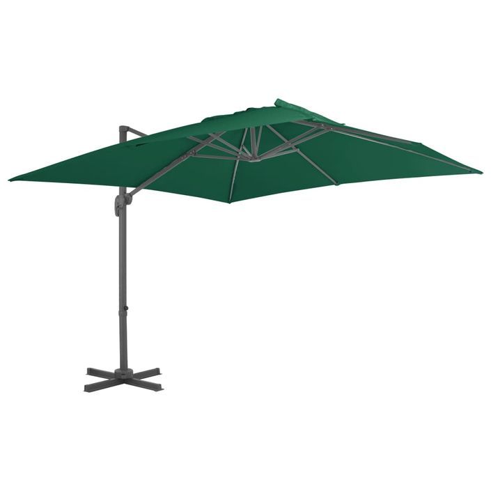 Parasol déporté avec mât en aluminium Vert 300x300 cm - Photo n°1