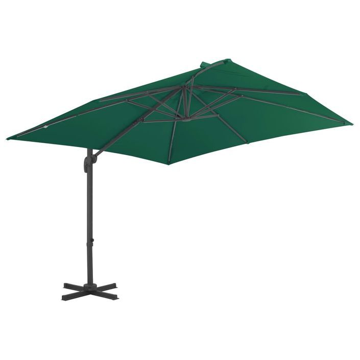 Parasol déporté avec mât en aluminium Vert 300x300 cm - Photo n°3