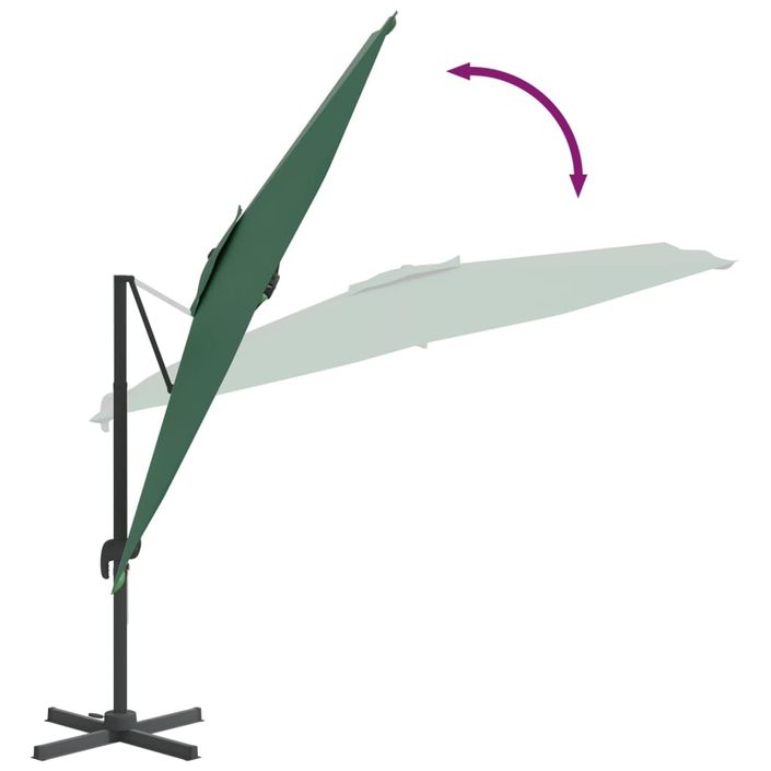 Parasol déporté avec mât en aluminium Vert 300x300 cm - Photo n°8