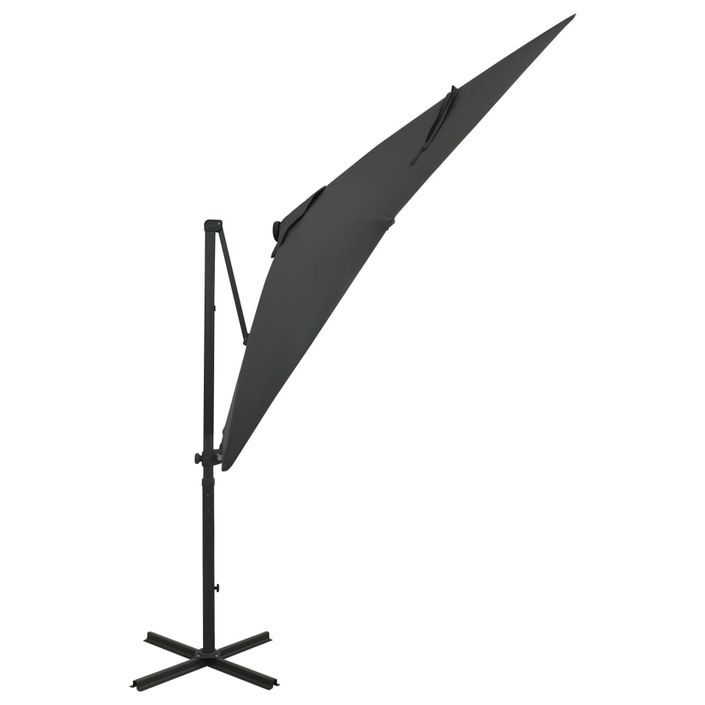 Parasol déporté avec mât et lumières LED Anthracite 250 cm - Photo n°3